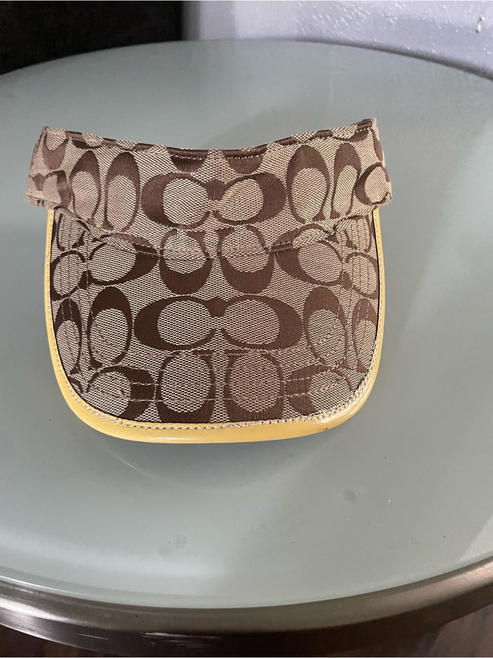 Coach Brown Signature Visor with Yellow Trim